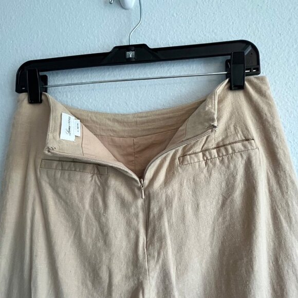 Lovers and Friends High Waisted Linen Blend Cropped Pants Lined Khaki Medium - Picture 7 of 12
